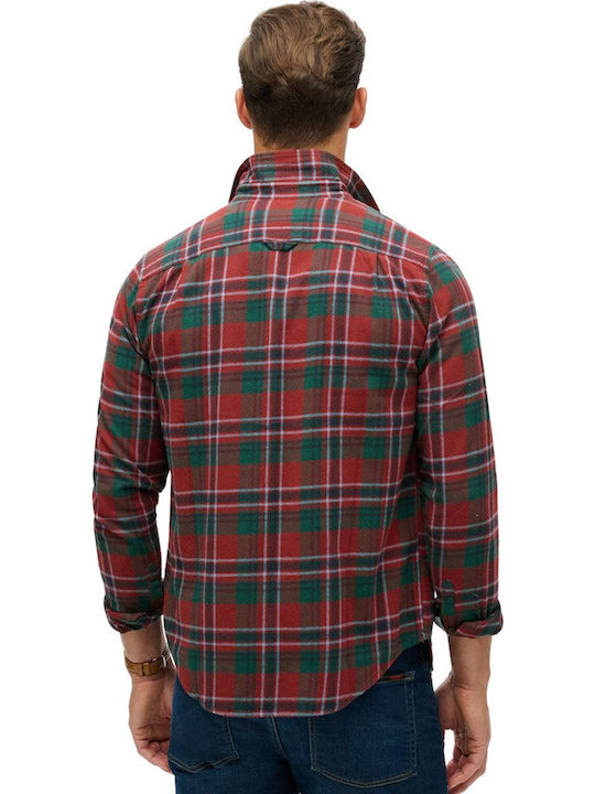 Lumberjack Long-sleeved Cotton Shirt Checked Buckshot Check Red