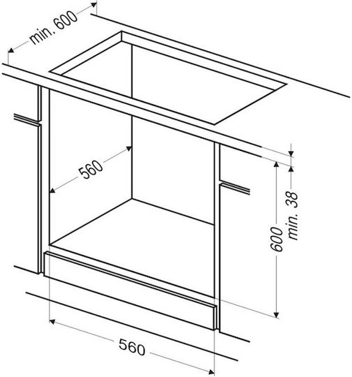 Amica Φούρνος άνω Πάγκου 62lt Π59.5εκ. Inox
