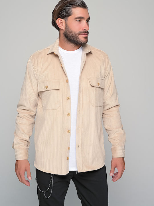 Ben Tailor Men's Shirt Long Sleeve Corduroy Beige