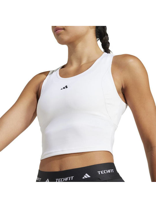 Techfit Bluza Damă Sport Crop Top Fără Mâneci Alb