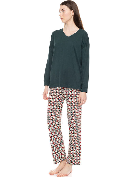Pink Label Winter Women's Pyjama Set Forest Green, Green