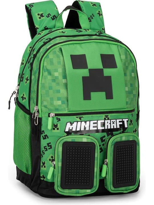 Minecraft Σχολική Τσάντα Πλάτης Γυμνασίου Λυκείου Πράσινη