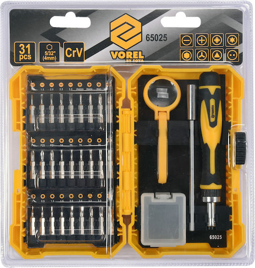 Vorel Screwdriver Ratchet with Interchangeable Tips