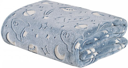 Das Home Blanket Fleece Space 4899 Glowing Blue, White 160x220cm