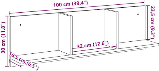 Wandregal Weiß 100x16.5x30cm
