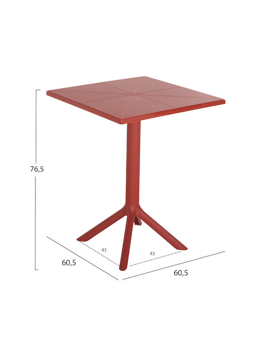 Masa Catering pentru spații exterioare mici din polipropilenă Pliabil Terrin Roșu 60.5x60.5buc