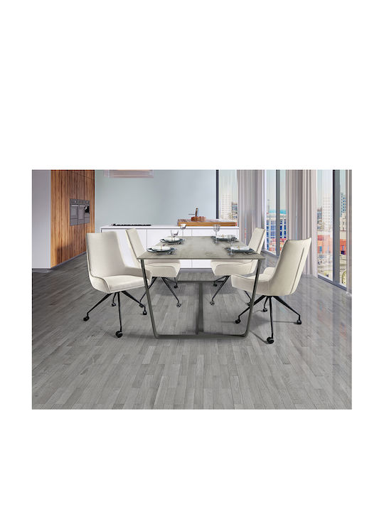 Stuhl mit Rollen in Weiß Farbe 55x88x55cm 1Stück