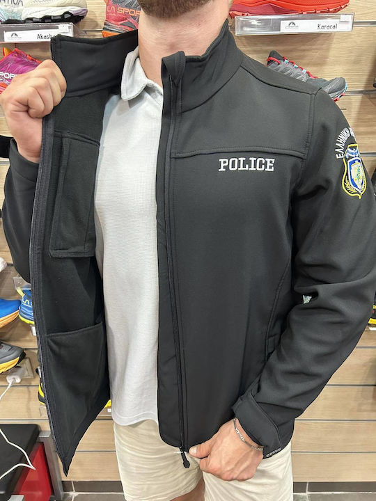 Police Softshell Jacket Embroidery Black