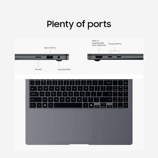Samsung Galaxy Book4 Pro 16" OLED Touchscreen 120Hz (Ultra 7-155H/32GB/512GB SSD/W10 Pro) Moonstone Gray (ES Keyboard)