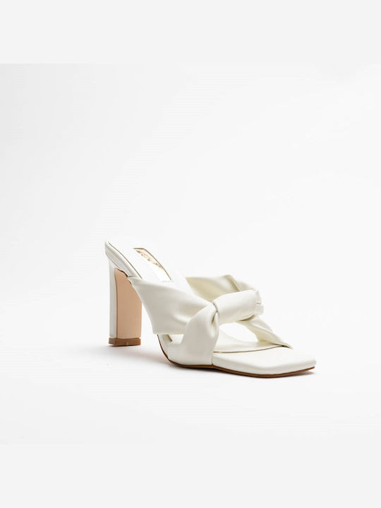 Miss Belgini Heel Mules White