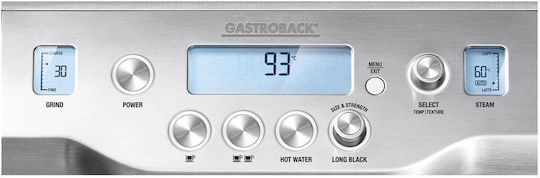 Gastroback Αυτόματη Μηχανή Espresso 1500W Πίεσης 15bar για Cappuccino με Μύλο Άλεσης Ασημί