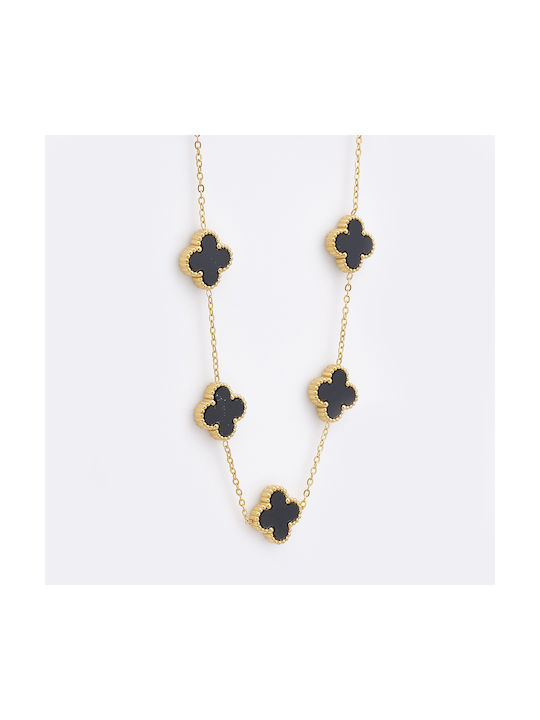 Necklace with design Flower from Gold Plated Steel