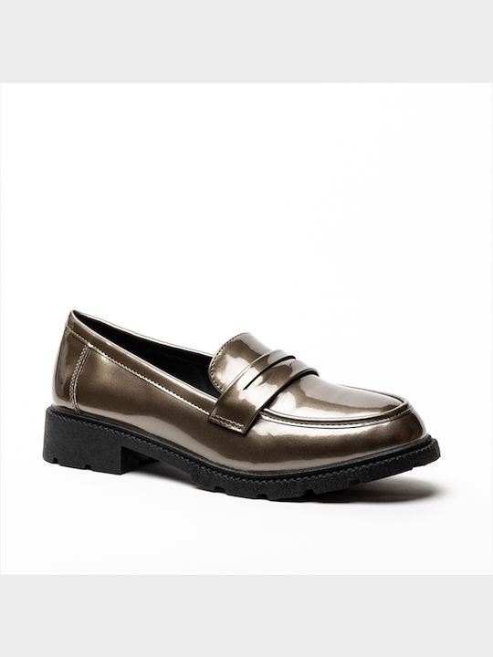 Miss Belgini Patent Loafers Pewter