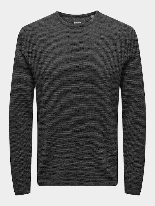 Only & Sons Men's Long Sleeve Sweater Dark Grey Melange