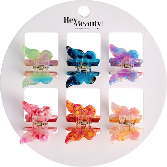 Hey Beauty! Hair Clips with Butterfly Multicolour 6 Pieces