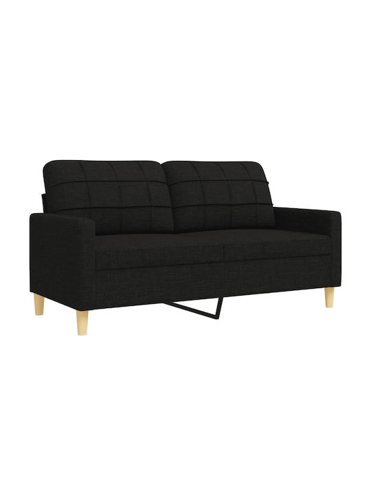 Living Room Furniture Set 3-Seater & 2-Seater & Stool Black