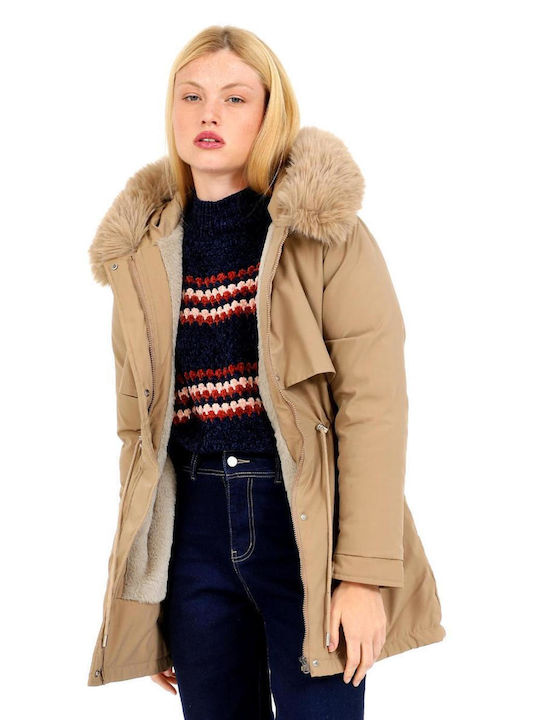 Doca Kurz Damen Parka Jacke für Winter Beige