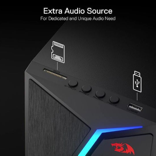 Redragon ANVIL PRO GS520-PRO Ασύρματα Ηχεία Υπολογιστή 2.1 με RGB Φωτισμό και Bluetooth Ισχύος 25W σε Μαύρο Χρώμα