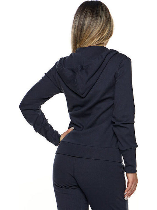Women's Sweatshirt Jacket Hooded Navy Blue