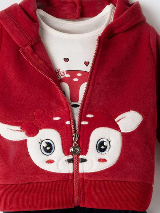 Παιδικό Σετ Φόρμας Κόκκινο 3τμχ Deer