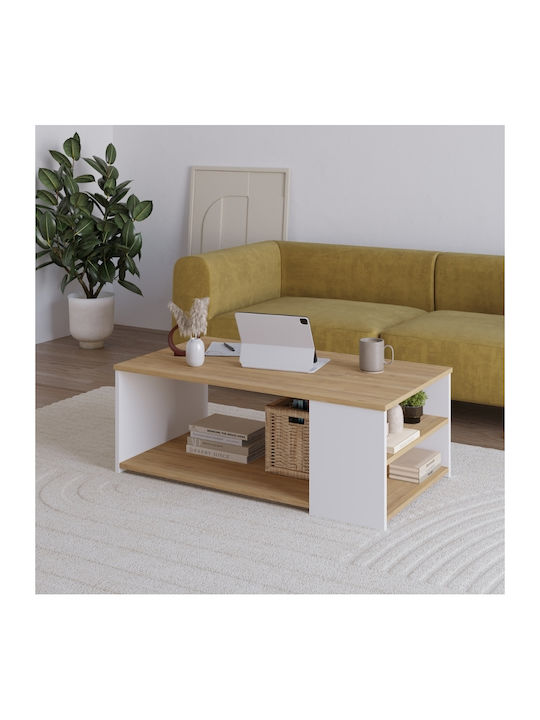 Rectangular Măsuță de Cafea Berg de Lemn Natural Beech / White L110xP60xH40cm.