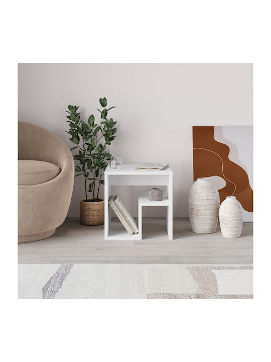 Rectangular Side Coffee Table Bon Wooden White W40xL35xH40cm