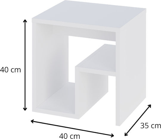 Rectangular Side Coffee Table Bon Wooden White W40xL35xH40cm