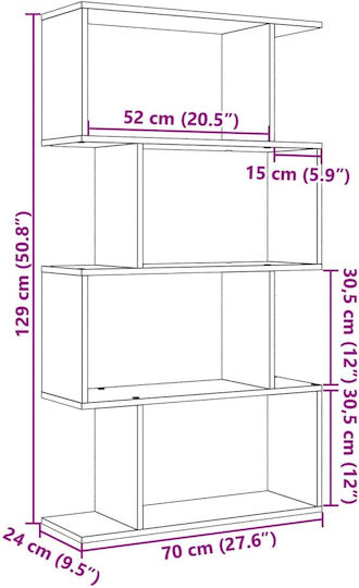 White Bookcase 70x24x129cm
