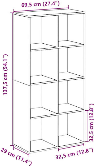 Bibliothek Weiß 69.5x29x137.5cm