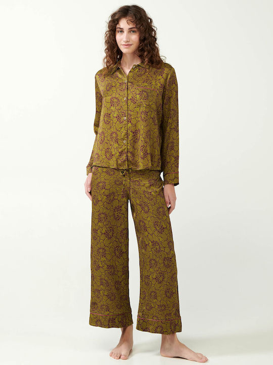 Vamp Winter Damen Pyjama-Oberteil Green Juliet