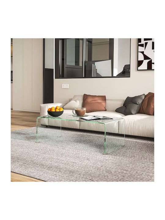 HomCom Funktionales Design Zentral Kaffeetisch Glas Transparent M100xP50xH35cm