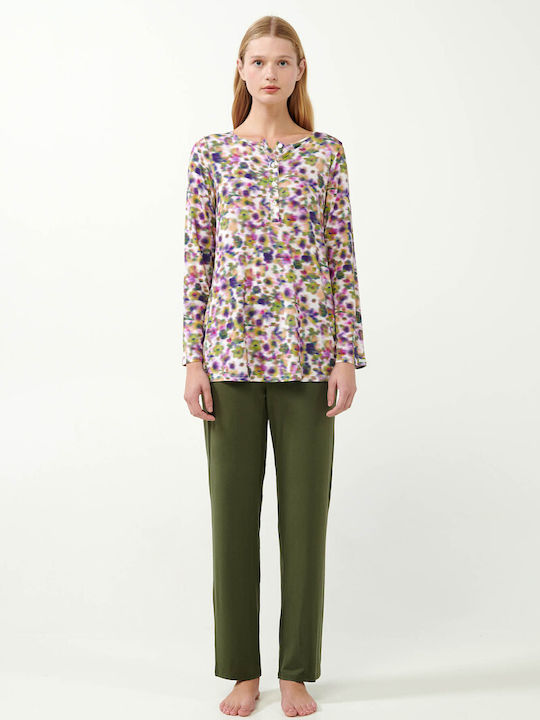 Vamp Winter Damen Pyjama-Oberteil Green Moss