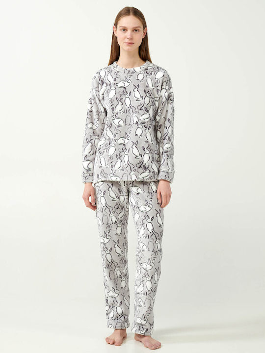 Vamp Winter Women's Pyjama Top Light Gray Bunnies