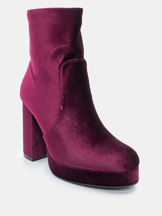 Luigi Women's Ankle Boots with Fur Burgundy