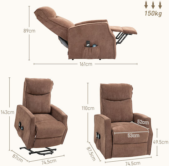 Relax Armchair Massage with Footstool Coffee 74.5x87.5x110cm