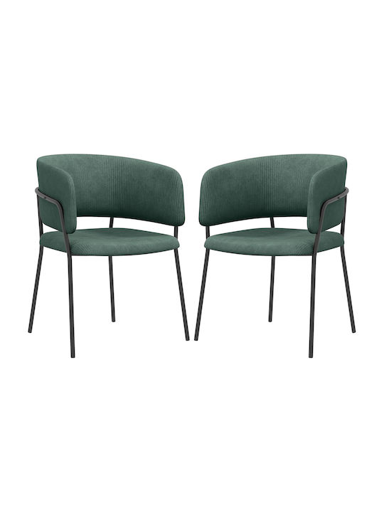 Kitchen Fabric Armchair Green 57x53x73cm 2pcs