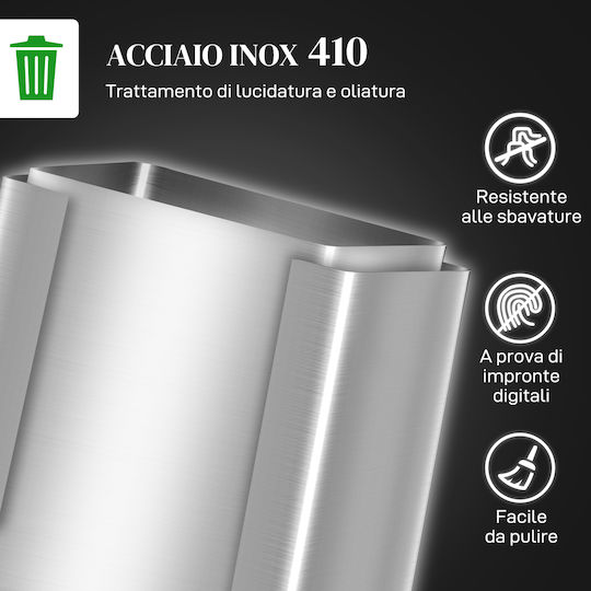 HomCom Πλαστικός Κάδος Ανακύκλωσης με Πεντάλ 2x30lt Ασημί