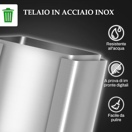 HomCom Πλαστικός Κάδος Ανακύκλωσης με Πεντάλ 2x20lt Ασημί
