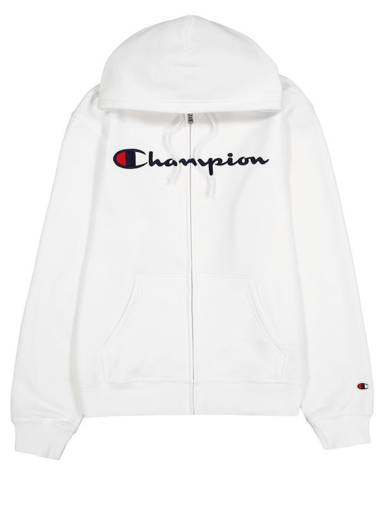 Champion Men's Sweatshirt Jacket with Hood White