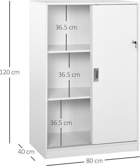 Kabinett Büro mit Schloss White 836-186WT 80x40x120cm