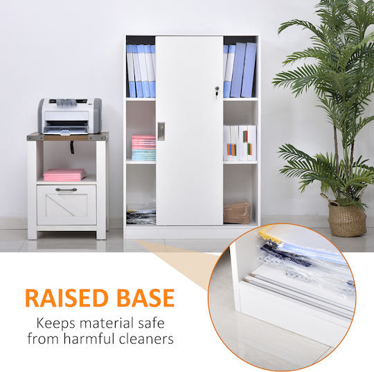 Kabinett Büro mit Schloss White 836-186WT 80x40x120cm