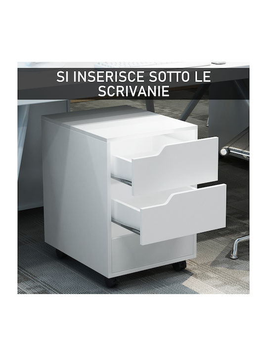 Schublade Büro aus MDF & Metall mit Rollen White 40x50x57.5cm