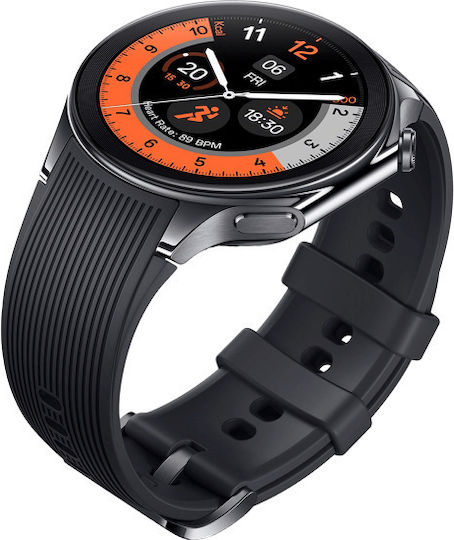 Oppo Watch X Stainless Steel 47mm Αδιάβροχο με Παλμογράφο (Platinum Black - M/L)