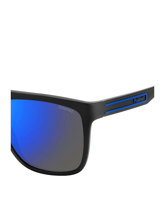 Polaroid Unisex Sonnenbrille mit Schwarz Kunststoff Gestell und Blau Polarisiert Spiegel Linse PLD2162/S 0VK/5X