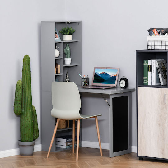 Schreibtisch Holz mit Bücherregal Gray mit Metallbeinen 98x51x153cm