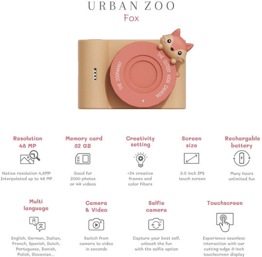 The Zoofamily Urban Zoo Αλεπού Compact Φωτογραφική Μηχανή 48MP Πορτοκαλί