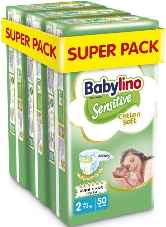 Babylino Tape Diapers Sensitive Cotton Soft No. 2 for 3-6 kgkg 150pcs