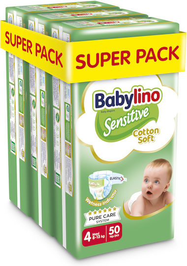 Babylino Tape Diapers Sensitive Cotton Soft No. 4 for 8-13kg 150pcs