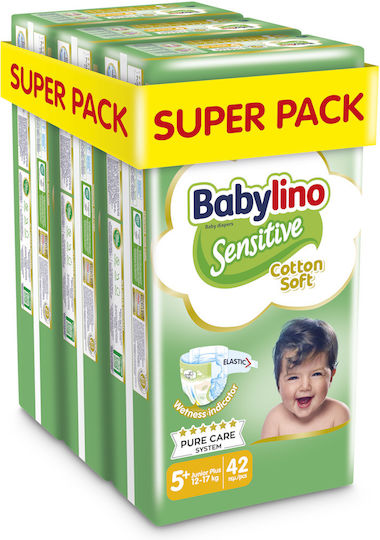 Babylino Tape Diapers Sensitive Cotton Soft No. 5+ for 12-17kg 126pcs
