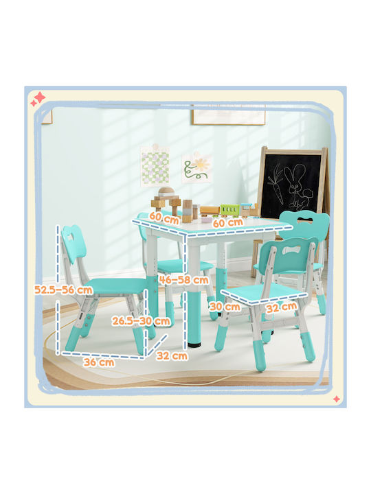 Kids Table and Chairs Set Green 312-120V80GN